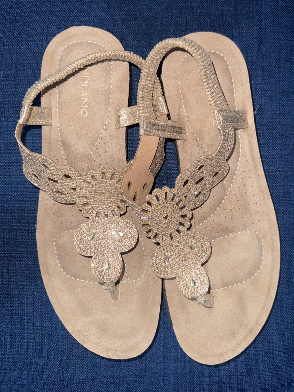 Vionic Metallic Champagne Beaded Thong Sandals NEW size 11